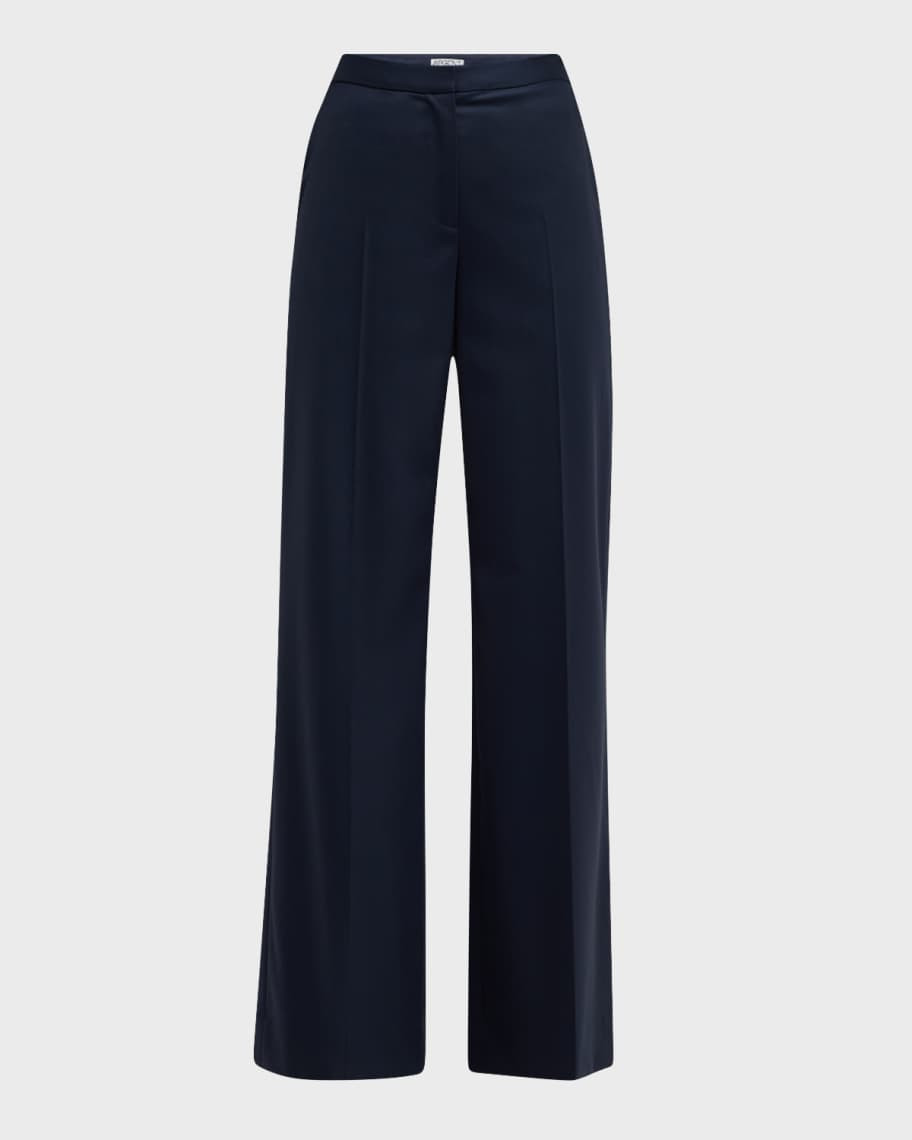 Straight-Leg Wool-Blend Trousers | Neiman Marcus