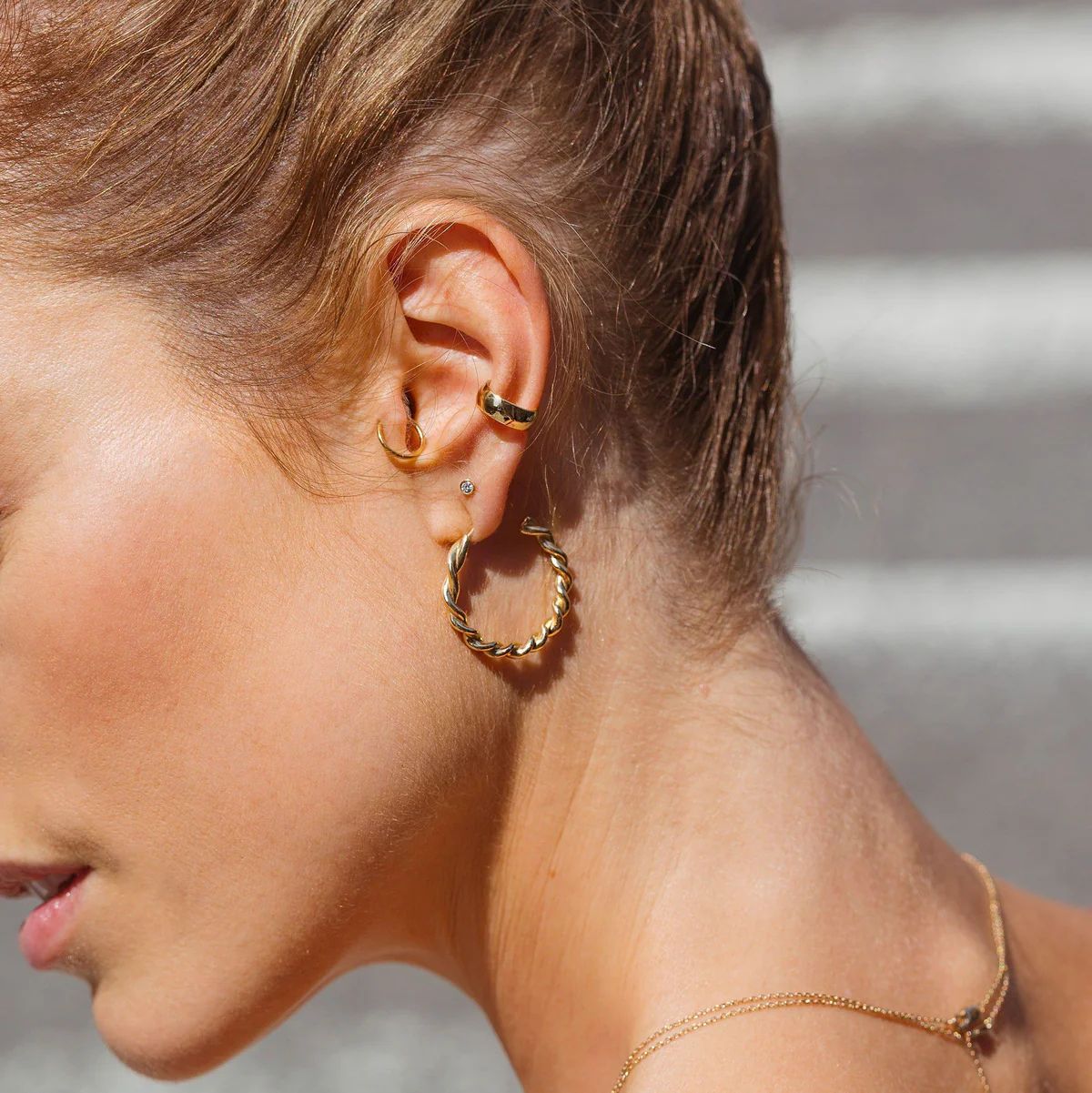 Gold Twist Hoop Earrings | AUrate New York