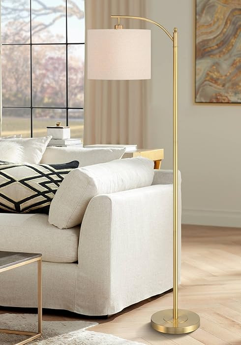 360 Lighting Rayna Modern Downbridge Floor Lamp Standing 61 1/2" Tall Warm Gold Metal Off-White L... | Amazon (US)