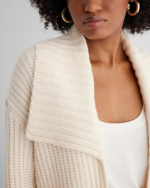 Ribbed Oversized Collar Duster Cardigan | Express