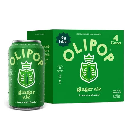 OLIPOP Prebiotic Soda, Ginger Ale, 12 fl oz, 4 Pack, Pantry Packs | Walmart (US)