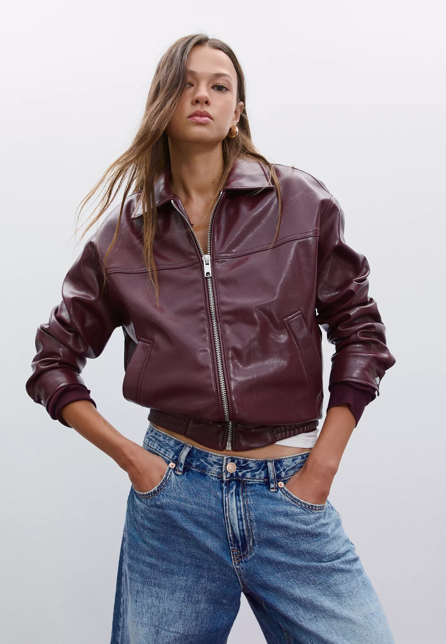Oversize faux leather jacket | Stradivarius (UK)