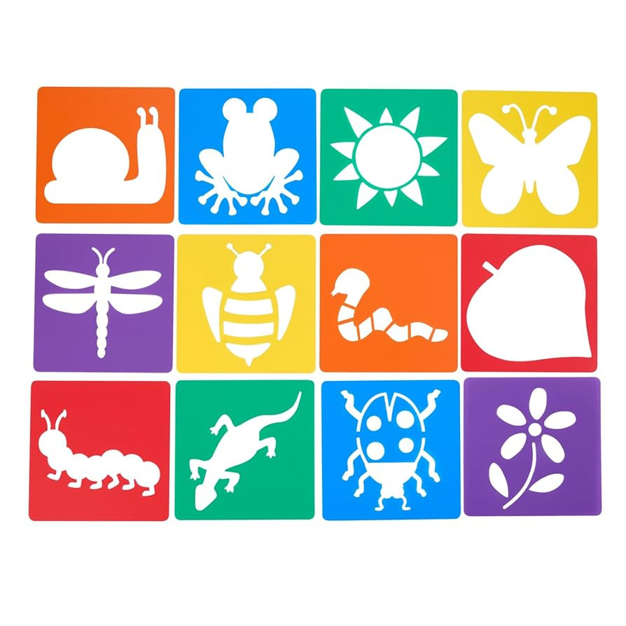 Colorations Garden Stencils, 12 Garden Designs, Made from Washable Plastic, 8 inches Each, Jumbo ... | Amazon (US)