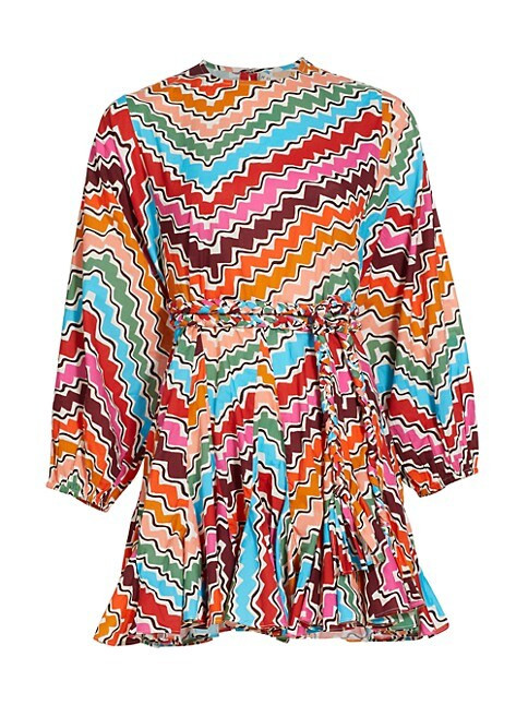 Ella Zig-Zag Belted Minidress | Saks Fifth Avenue