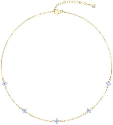 Freekiss Gold/Silver Necklace for Women, Dainty Chain Necklace 14K Gold Plated Station Choker Nec... | Amazon (US)