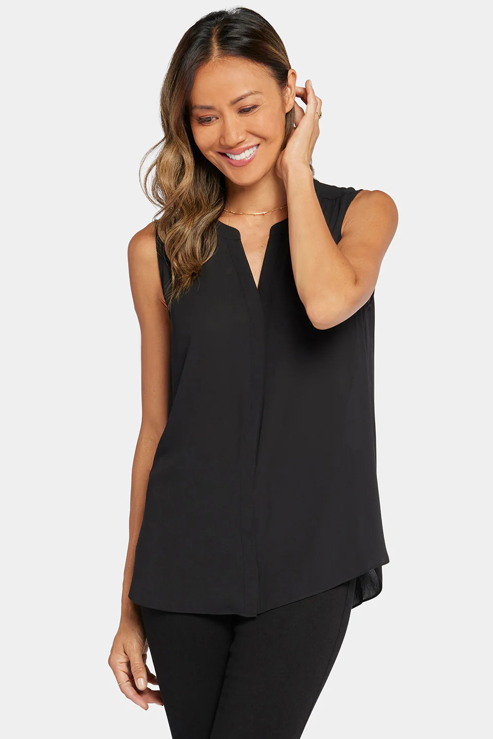 Sleeveless Pintuck Blouse - Black | NYDJ