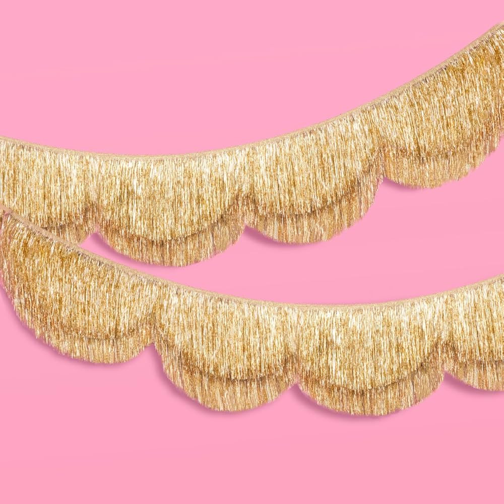 xo, Fetti Gold Scalloped Layered Fringe Banner - 5 Ft. | Bachelorette Party Decorations, Birthday... | Amazon (US)
