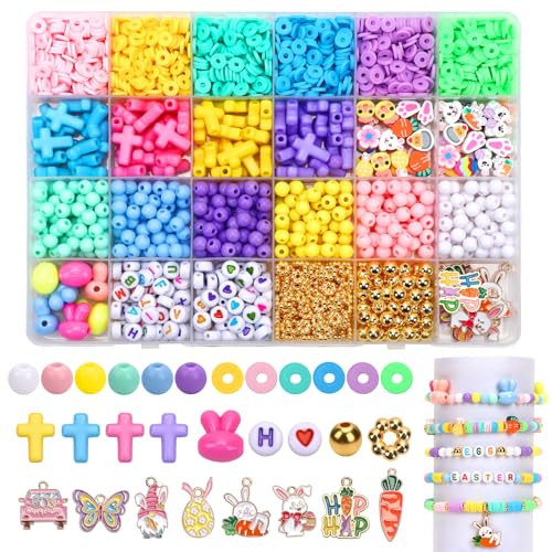 UPINS Easter Bracelets Kit, 2100+ Easter Spring Beads for DIY Bracelet Making Jewelry Crafts Friendship Bracelets, Keychains Gifts | Amazon (US)