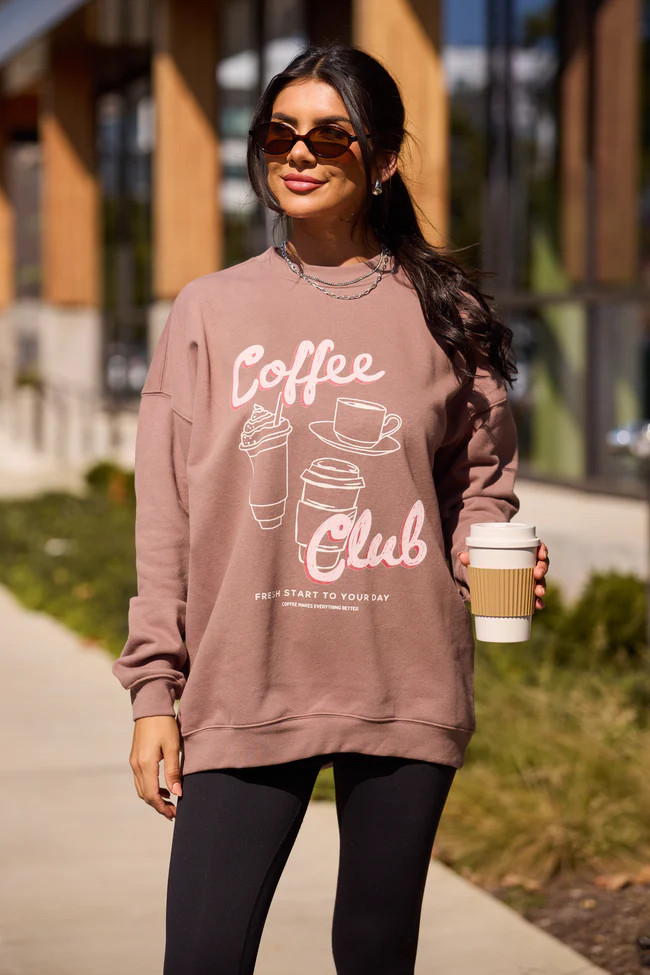 Coffee Club Mocha Graphic Sweatshirt | Pink Lily