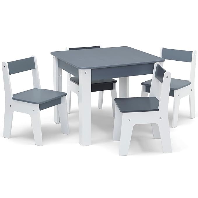 GAP GapKids Table and 4 Chair Set - Greenguard Gold Certified, Grey/White | Amazon (US)