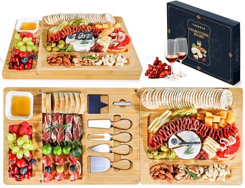 Charcuterie Boards, Thereye Cheese Board with Knife Set, Bamboo Charcuterie Board Set, Gifts for Women, Wedding Gifts, House Warming Gifts, Bridal Shower Gift (Extra Large) | Amazon (US)