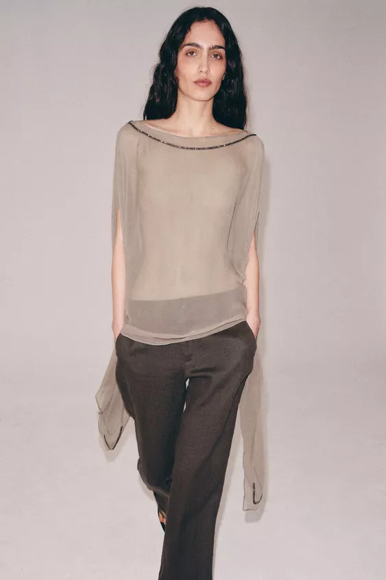 LONG 100% VISCOSE SHIMMER CAPE | Zara US