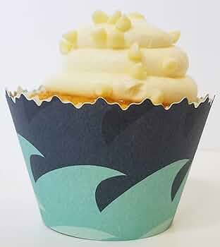 Blue and Gold Waves with Nautical Symbols Cupcake Wrappers | Amazon (US)