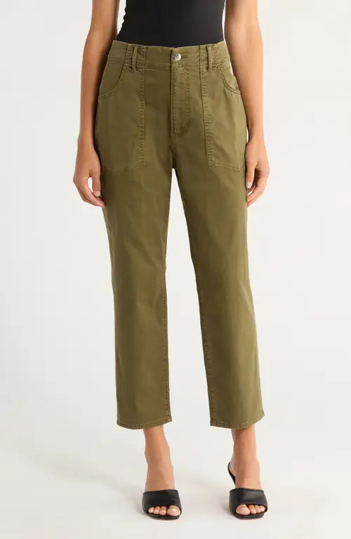 Veronica Beard Arya Crop Straight Leg Pants in Army Green at Nordstrom, Size 32 | Nordstrom