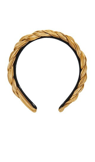 Lele Sadoughi Juliet Pleated Headband in Metallic Gold. | Revolve Clothing (Global)