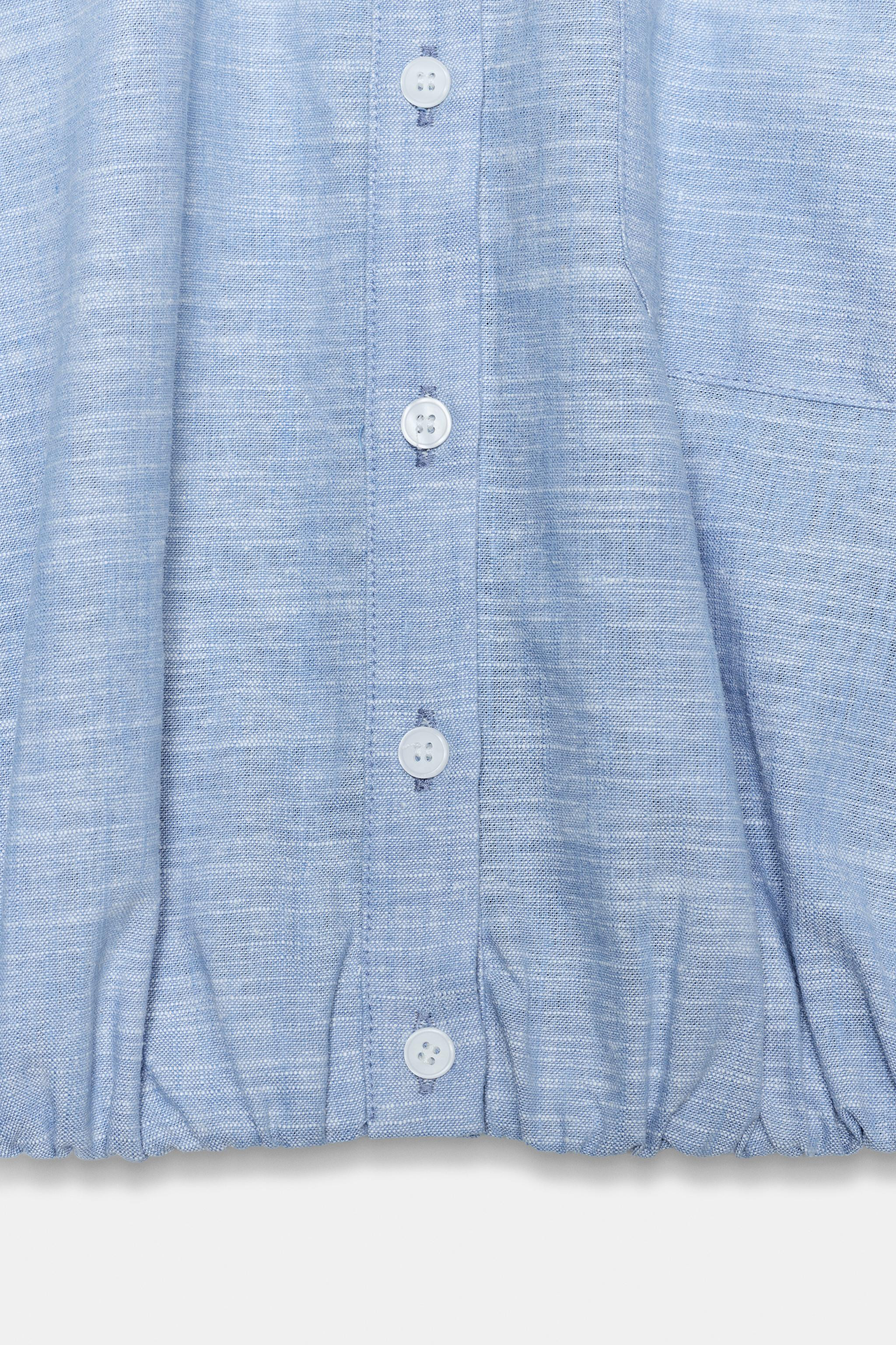 LINEN SHOULDER PAD PUFF TOP | Zara US
