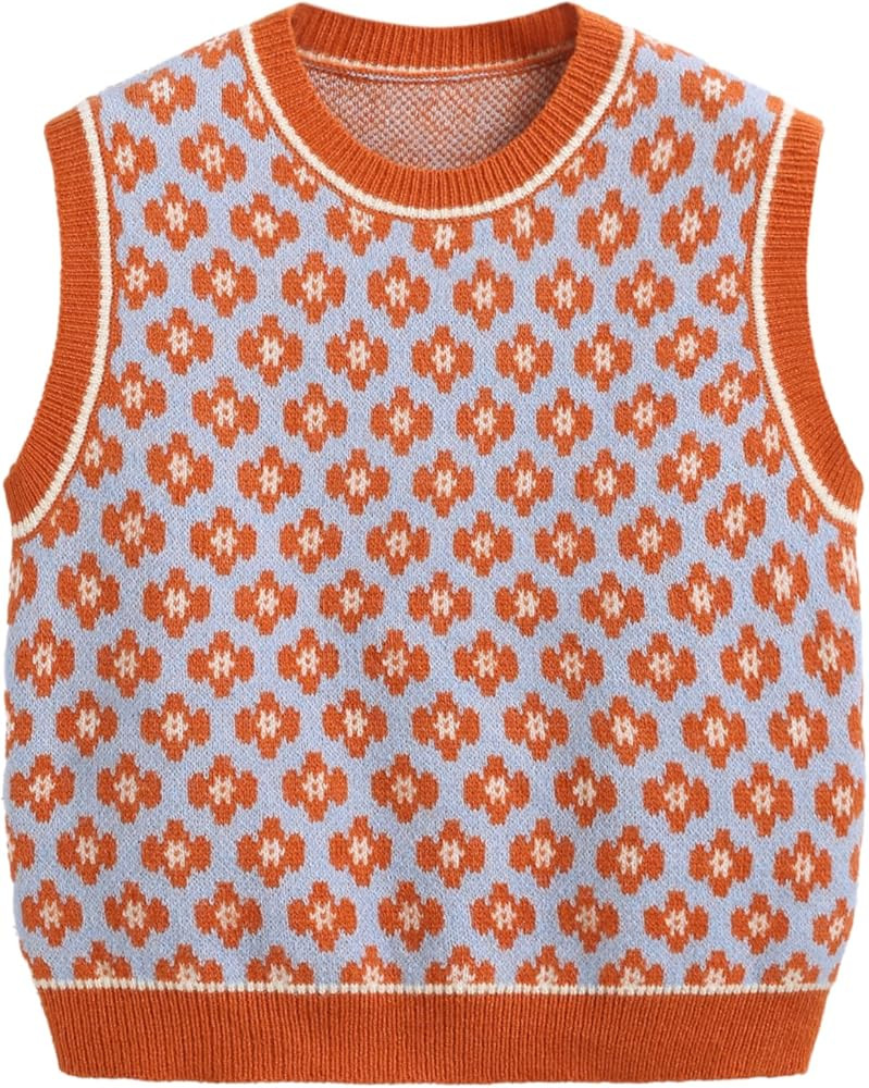 CIDER Sweater Vest Women Sleeveless Cropped Sweaters Cute Graphic Tank Tops Old Money Clothes Fal... | Amazon (US)