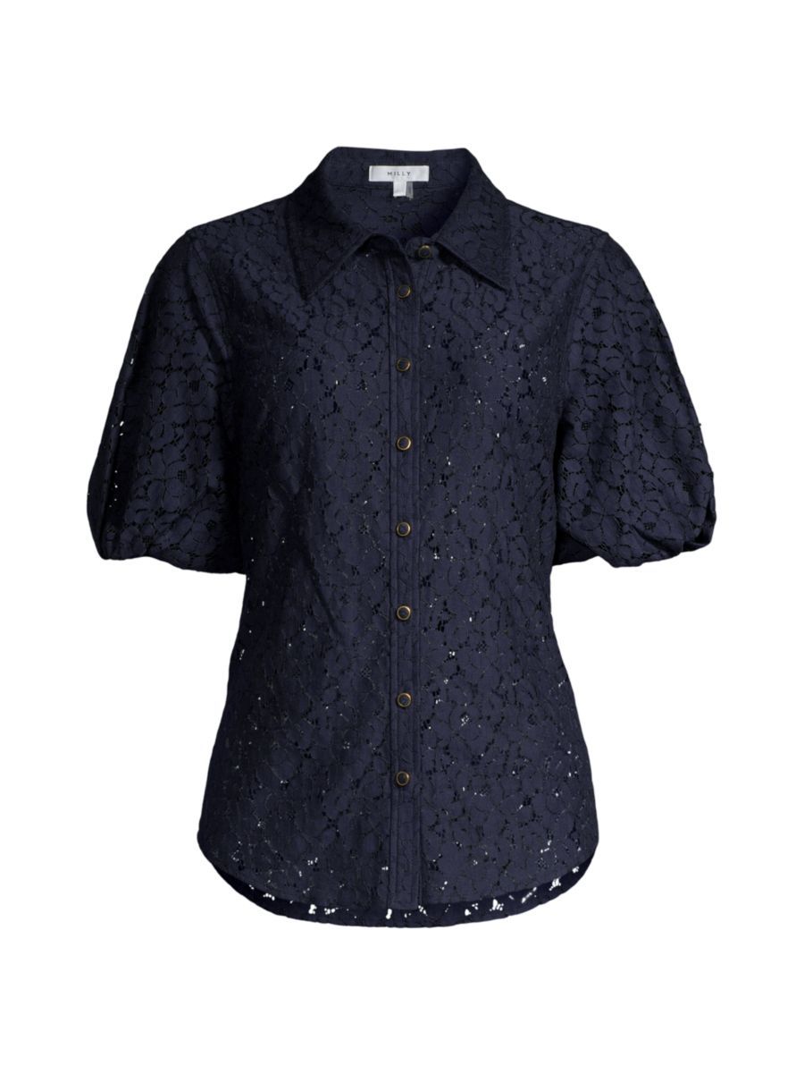 Milly Willie Floral-Lace Blouse | Saks Fifth Avenue
