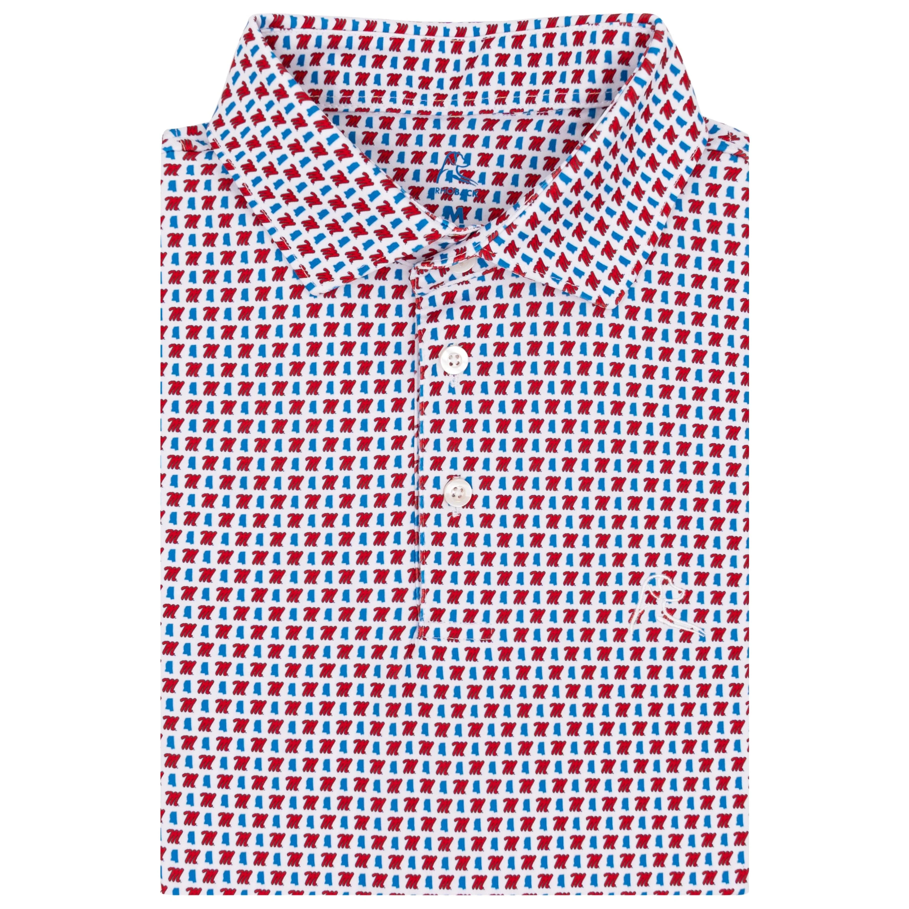 The Ole Miss Hotty Toddy™ | Collegiate Polo | The Ole Miss Hotty Toddy™ - White/Classic Blue The Ole Miss Hotty Toddy | White / L | RHOBACK