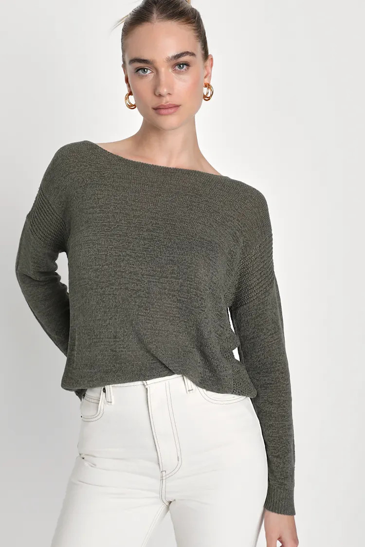 Positive Affirmations Olive Green Loose Knit Sweater | Lulus (US)