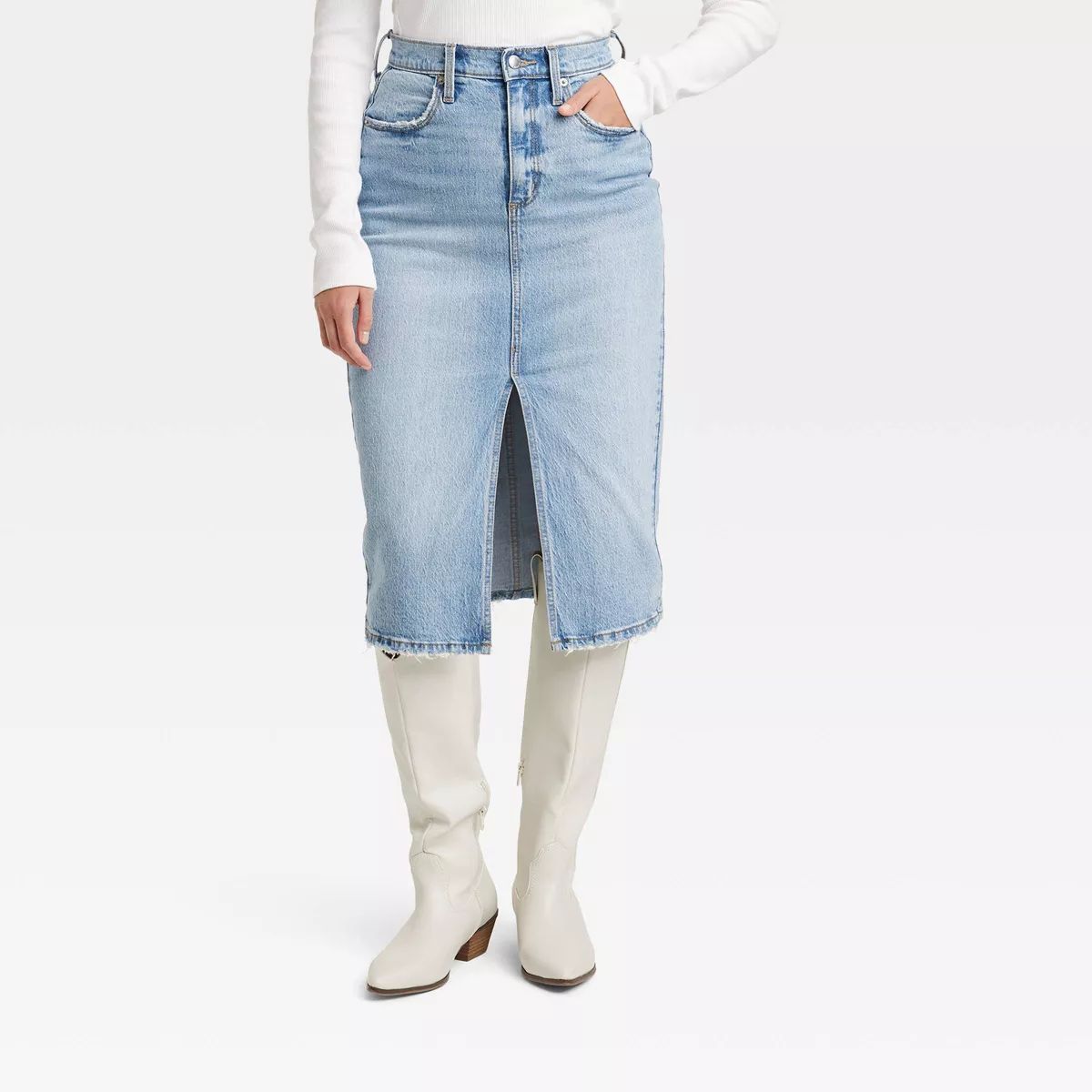 Women's High-Rise Denim Midi Skirt - Universal Thread™ | Target