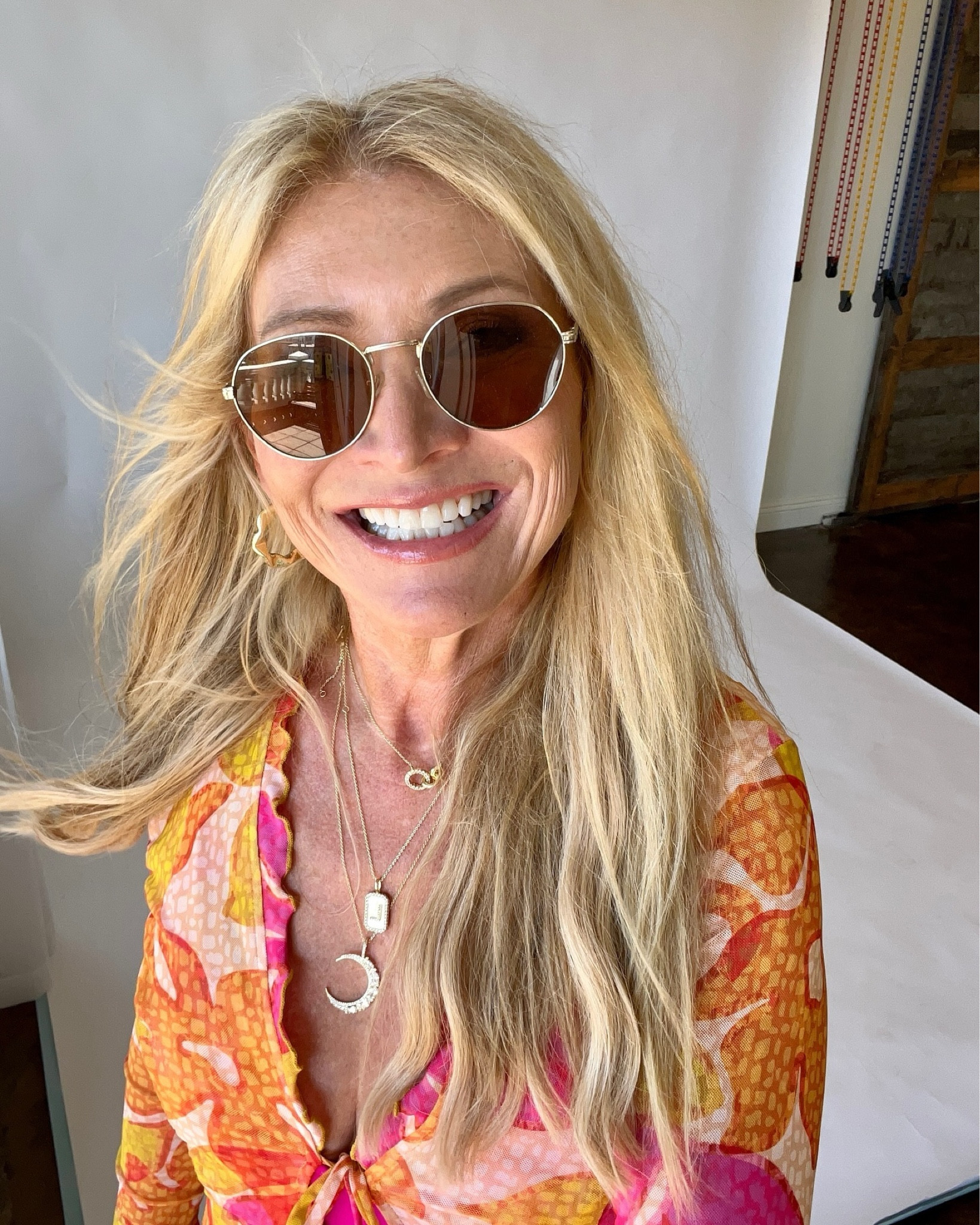 Ready for summer with this long sleeve mini dress, gold wire sunglasses and gold layered necklaces. 

#LTKSeasonal #LTKStyleTip #LTKOver40