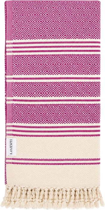 invisible la'venti Turkish Beach Towel for Women Diamond Collection Hot Pink Peshtemal 100% Turki... | Amazon (US)