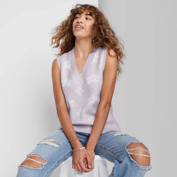 Women's V-Neck Printed Sweater Vest - Wild Fable™ | Target