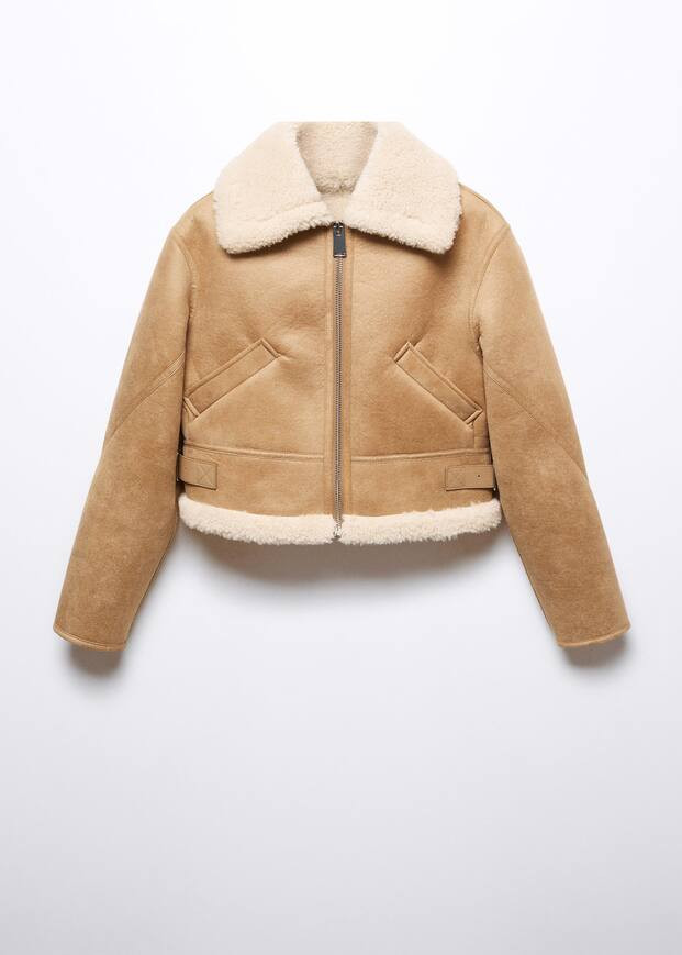 Shearling collar jacket | MANGO (US)