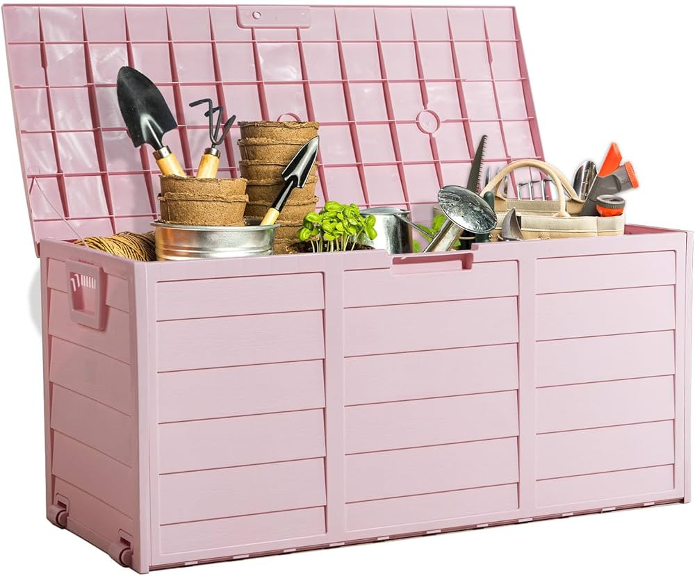 VINGLI Upgraded 75 Gallon Outdoor Storage Box, Lockable Plastic Storage Containers with Lid, Pati... | Amazon (US)