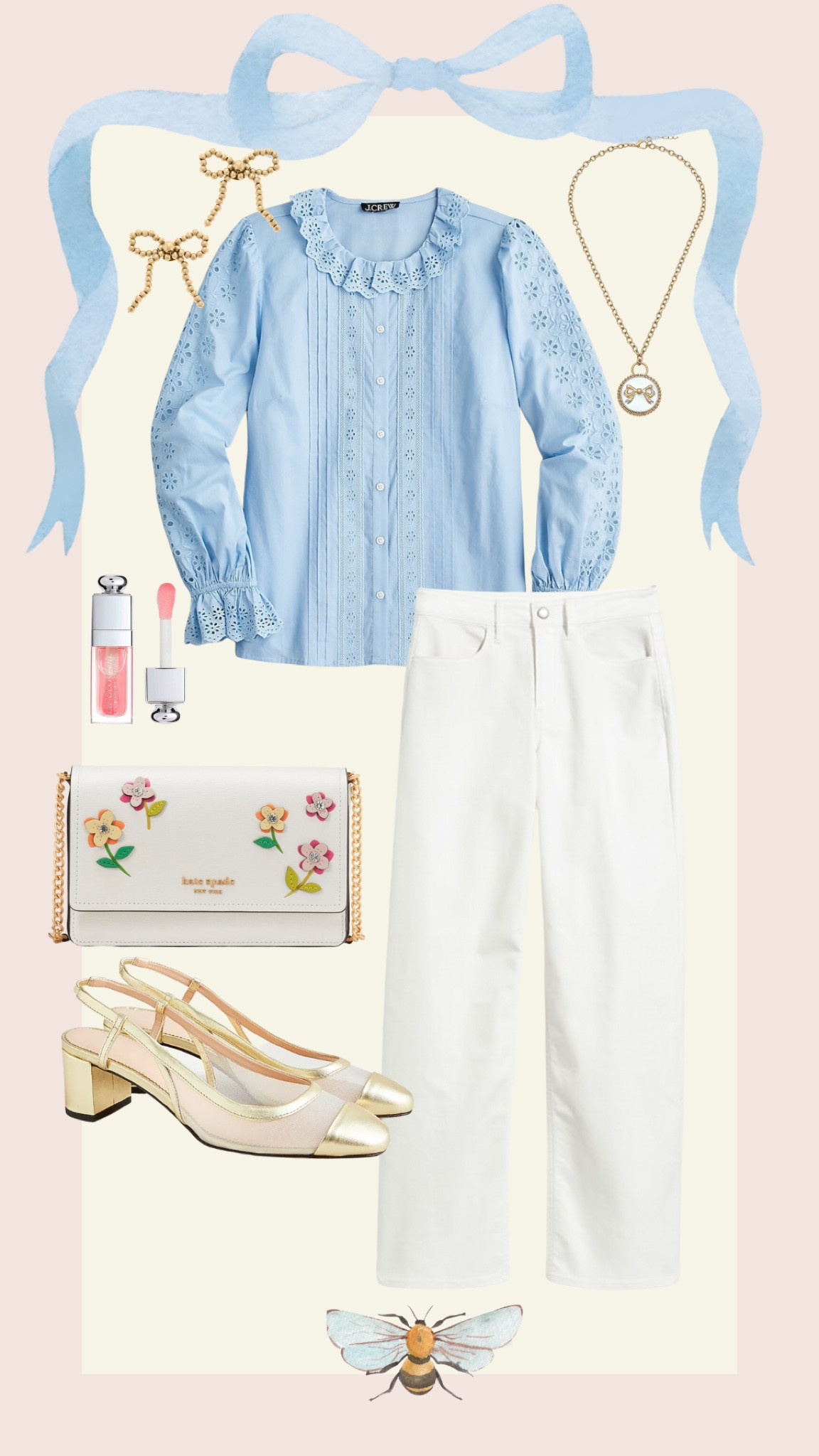 White jeans, white jeans outfit, spring outfit, blue blouse, blue lace detailed blouse, slingback heels, cap toe heels

#LTKshoecrush #LTKSeasonal #LTKstyletip