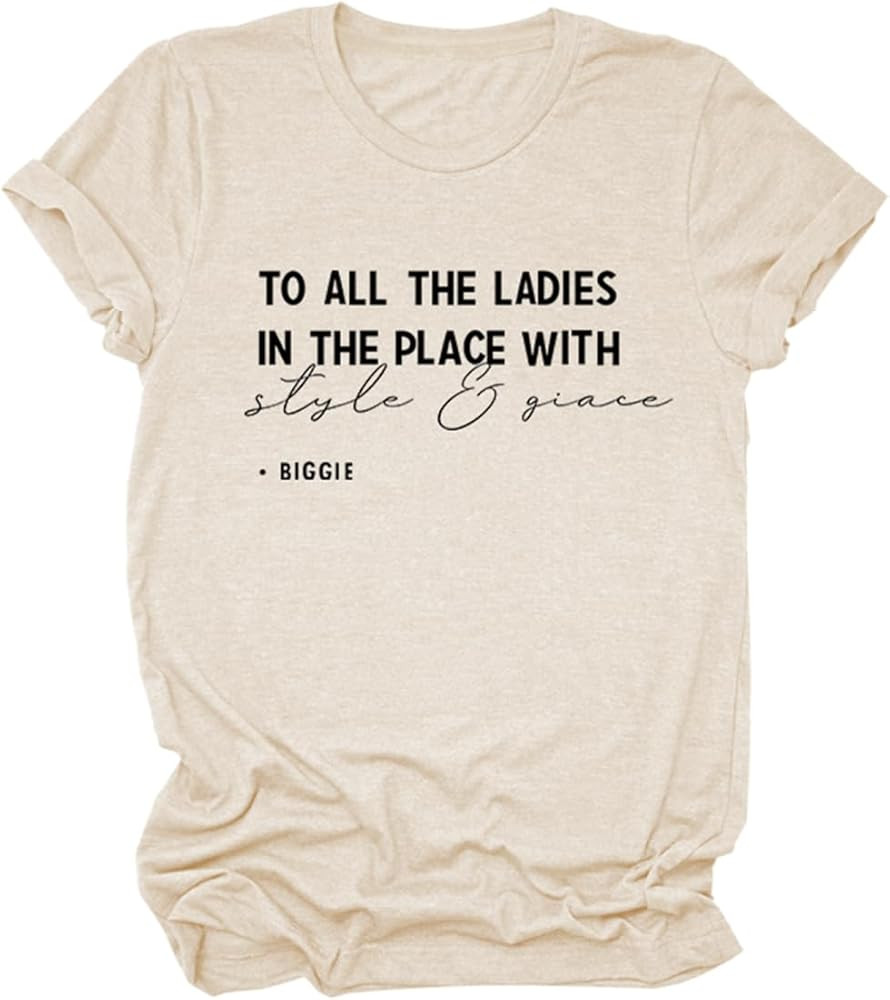 Women's Casual Funny T-Shirts Women Graphic Short-Sleeve Shirts Women Crew Neck Tees Tops | Amazon (US)