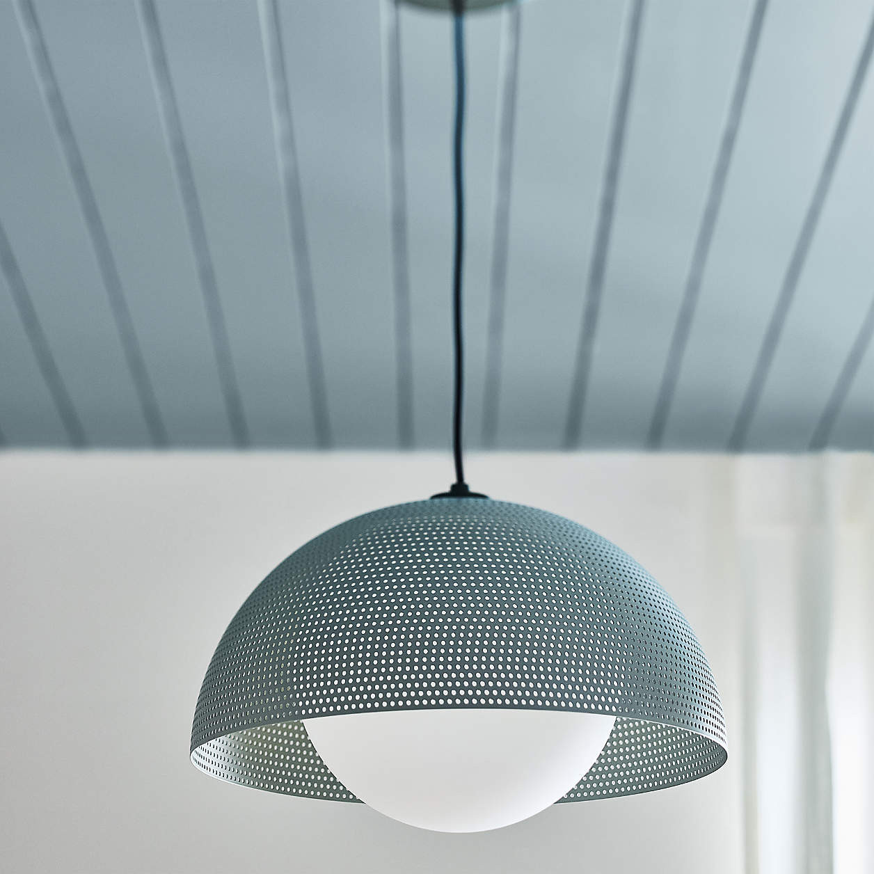 Arlo 16" Perforated Blue Kids Pendant Ceiling Light | Crate & Kids | Crate & Barrel