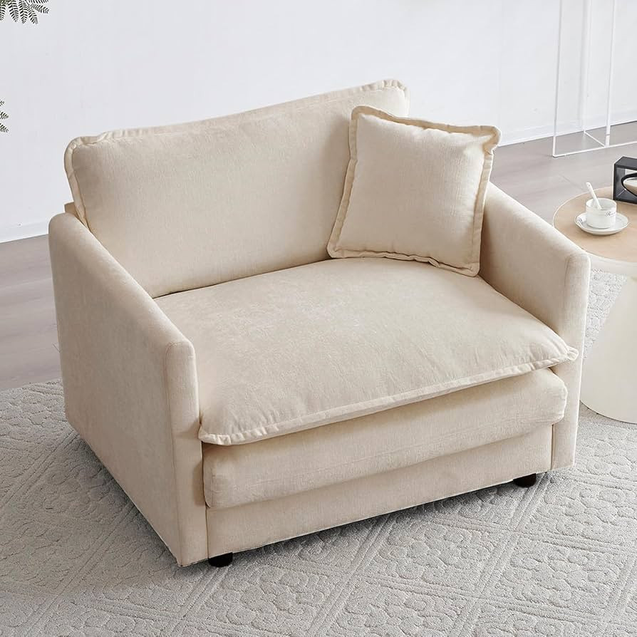 KIVENJAJA Chenille Single Sofa Chair, 41.4”W Oversized Accent Chairs, Modern Upholstered Deep S... | Amazon (US)