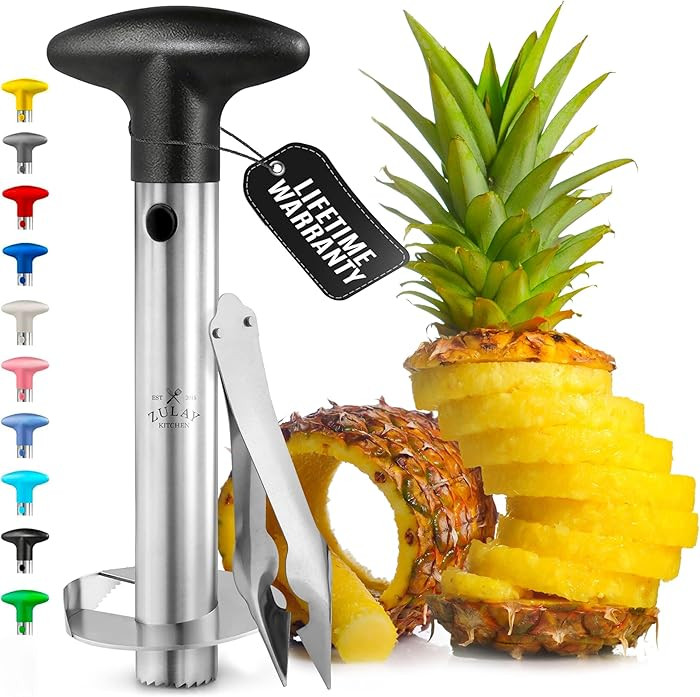 Zulay Kitchen Stainless Steel Pineapple Corer & Slicer – Heavy-Duty Pineapple Cutter with Reinf... | Amazon (US)