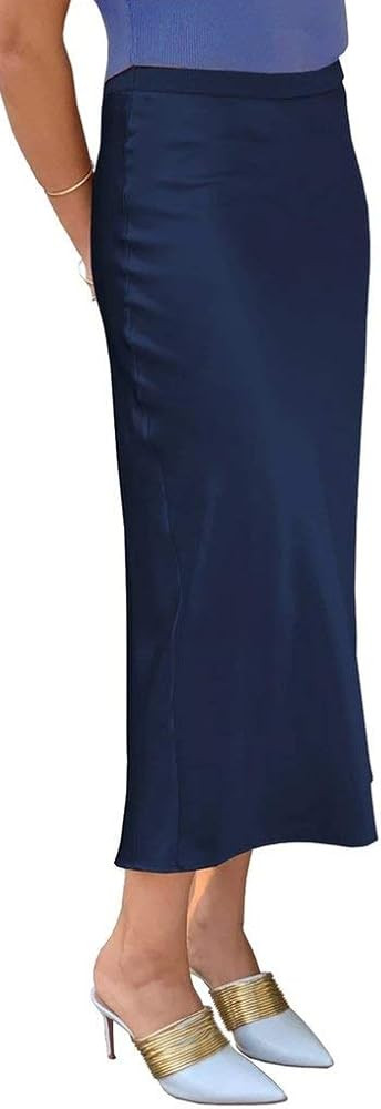 Baby'O Womens Stretch Satin Bias Cut Midi Skirt | Amazon (US)