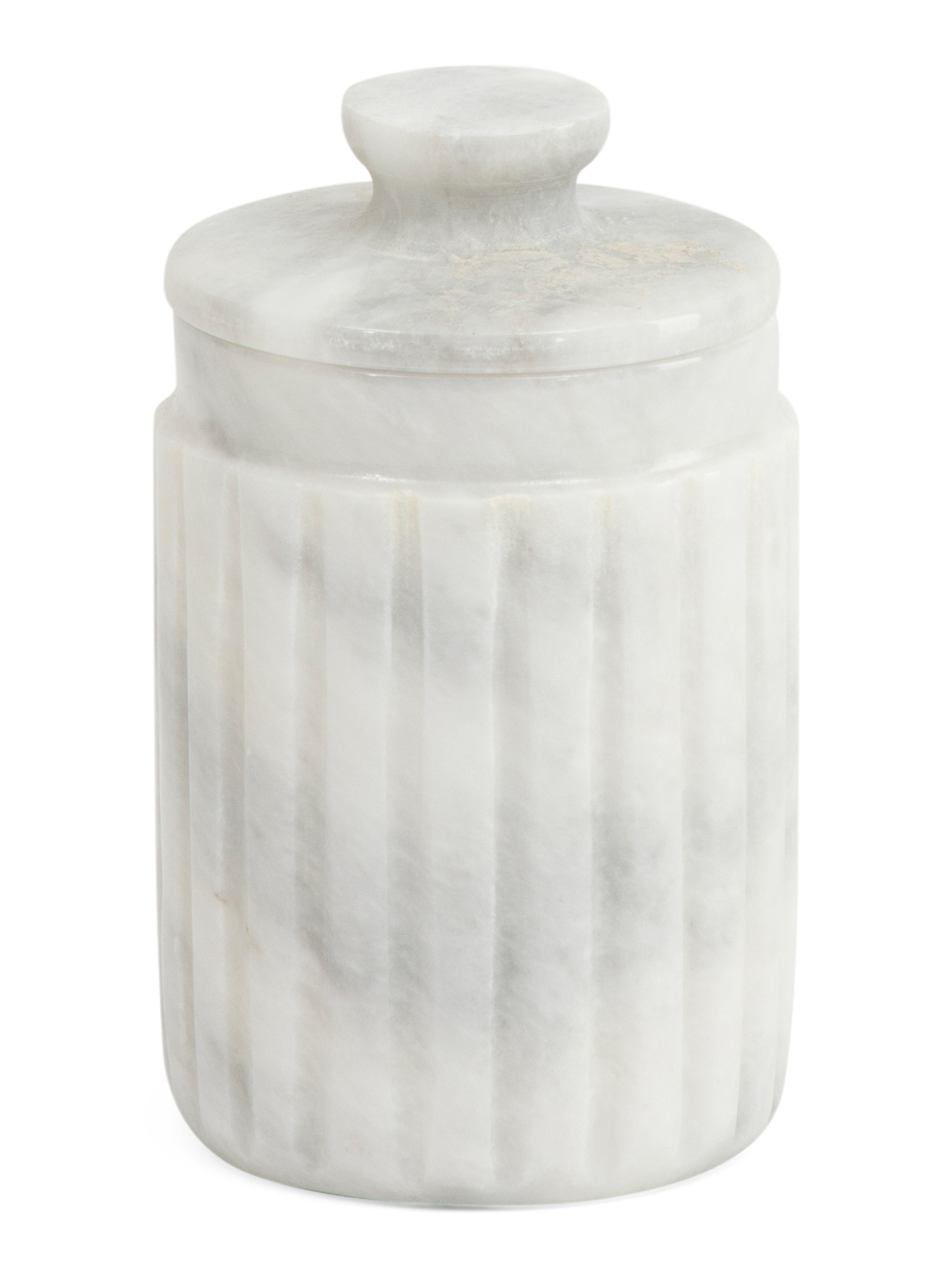 Ribbed Marble Cotton Ball Jar | TJ Maxx