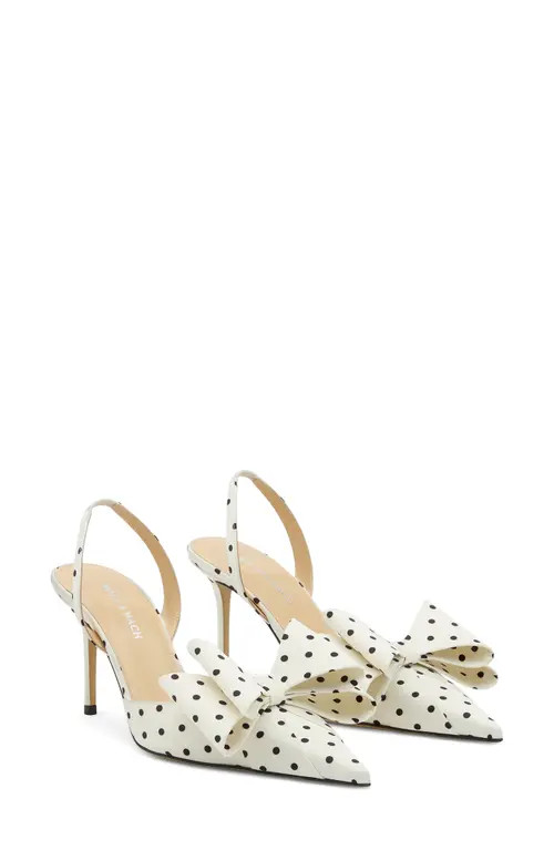 Mach & Mach Le Cadeau Bow Polka Dot Slingback Pump in White/Black at Nordstrom, Size 10Us | Nordstrom