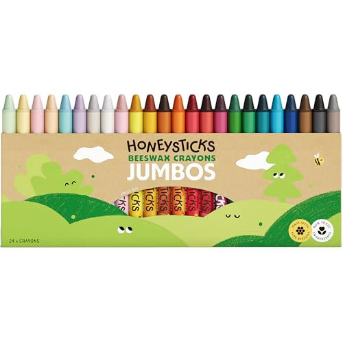 Honeysticks Jumbo Crayons (24 Pack) - Non Toxic Crayons - 100% Pure Beeswax and Food Grade Colors - 24 Bright Colors - Large, Easy to Hold and Use - Preschool Art Supplies for Toddlers/Kids 3-5, 4-8 | Amazon (US)
