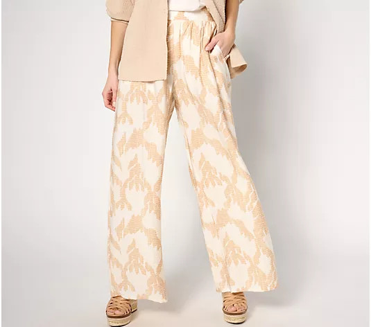 Peace Love World Boheme Regular Printed Pull-On Wide Leg Pant - QVC.com | QVC