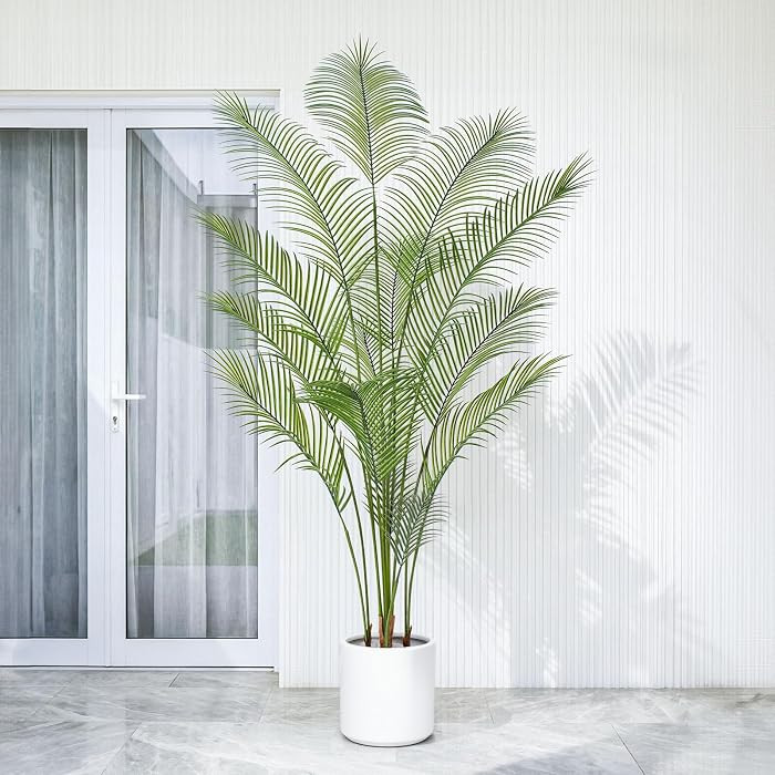 Artificial Palm Tree 7FT Tall Faux Palm Tree Indoor Fake Plants Faux Tropical Plant, UV Resistant... | Amazon (US)