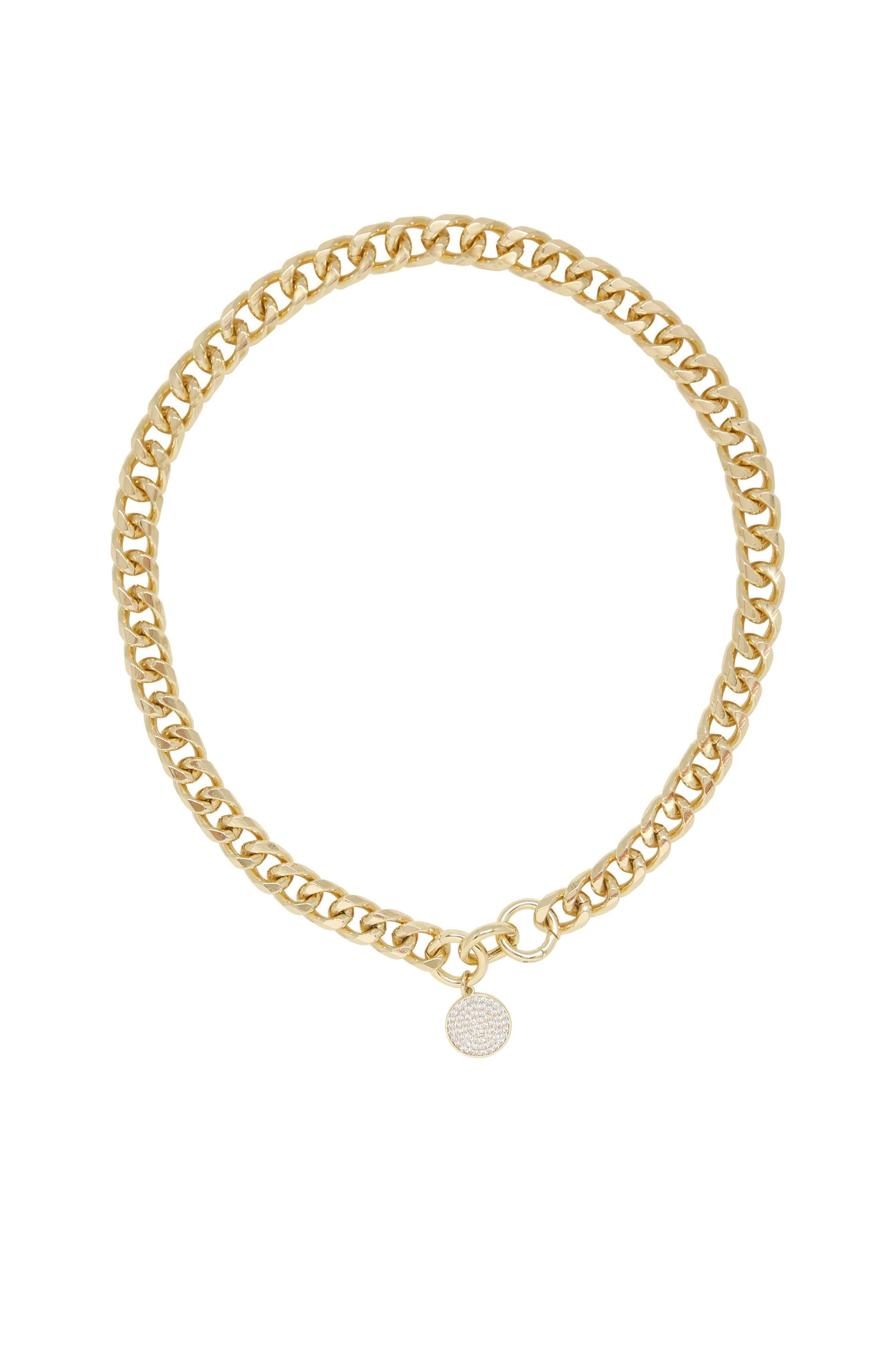 Crystal Disc Charm and 18k Gold Plated Chain Necklace | Ettika
