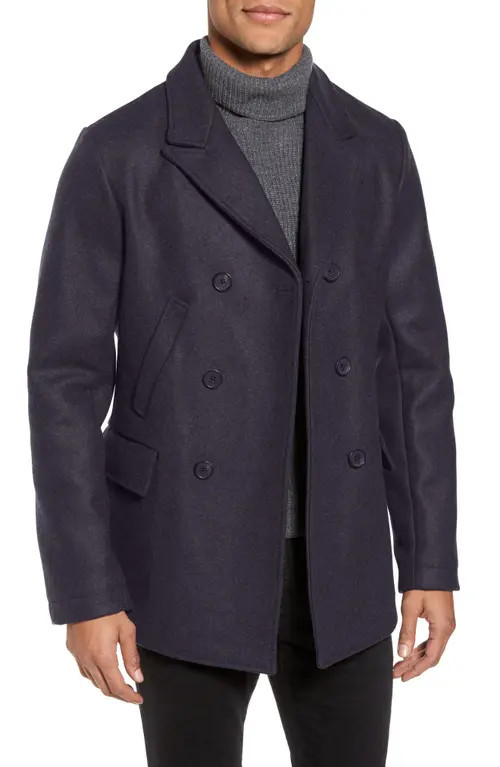 Billy Reid Bond Wool Blend Peacoat in Navy at Nordstrom, Size Medium | Nordstrom