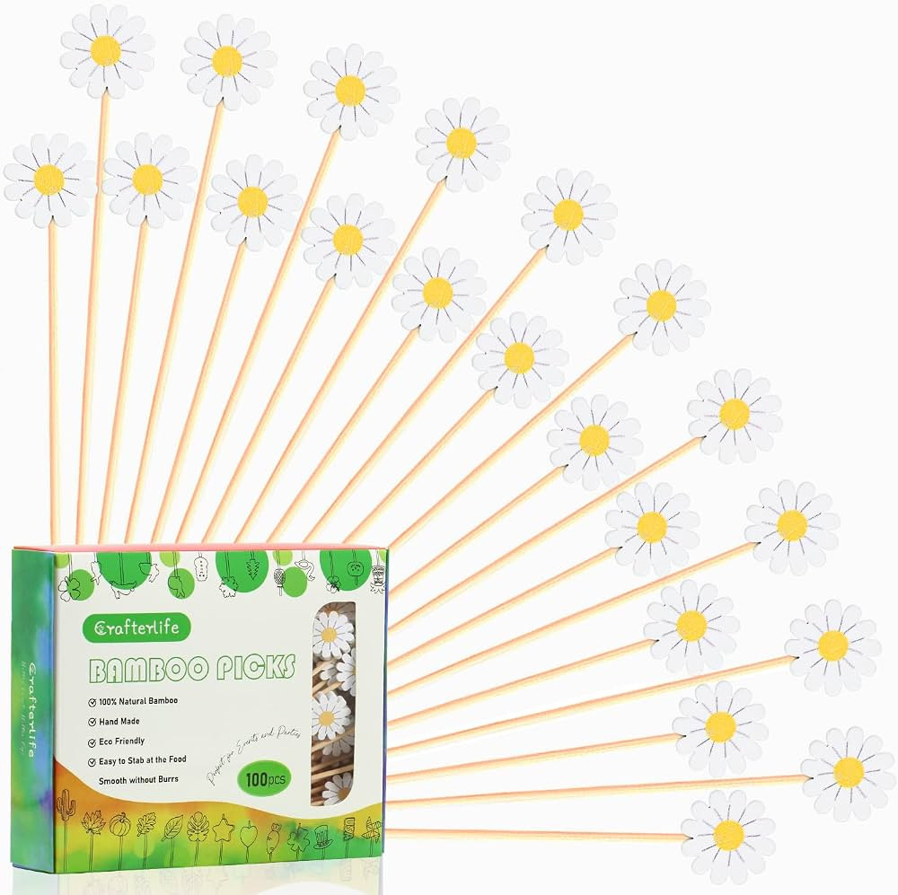 Daisy Cocktail Picks Springtime Floral Decorative Toothpicks Fruit Sticks Food Sandwich Appetizer... | Amazon (US)