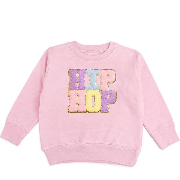 Hip Hop Patch L/S Sweatshirt, Lt Pink - Sweet Wink Tops | Maisonette | Maisonette