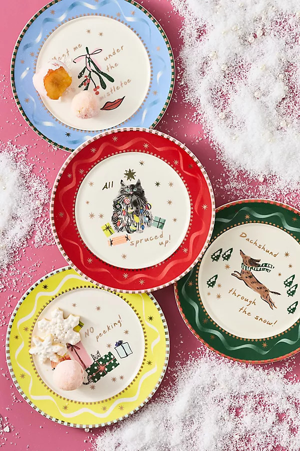 Caroline Stoneware Holiday Dessert Plate | Anthropologie (US)