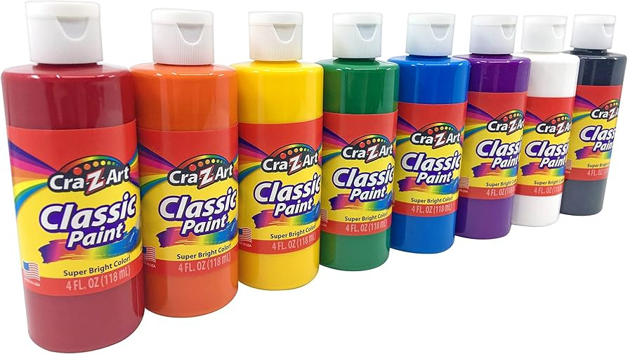 Cra-Z-art Washable Classic Paint Bulk Pack 8ct, Assorted Colors 4oz each bottle, 32oz | Amazon (US)