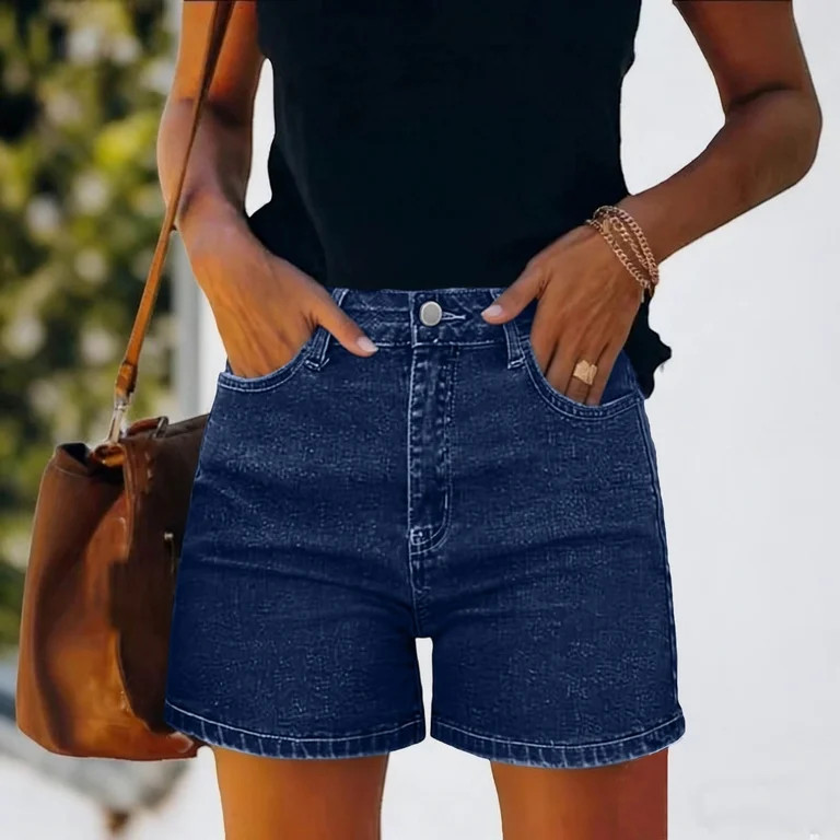 AGWOLF Women's Jean Shorts 5 Inch Inseam High Waisted Trendy Summer Jorts Distressed Wide Leg Den... | Walmart (US)