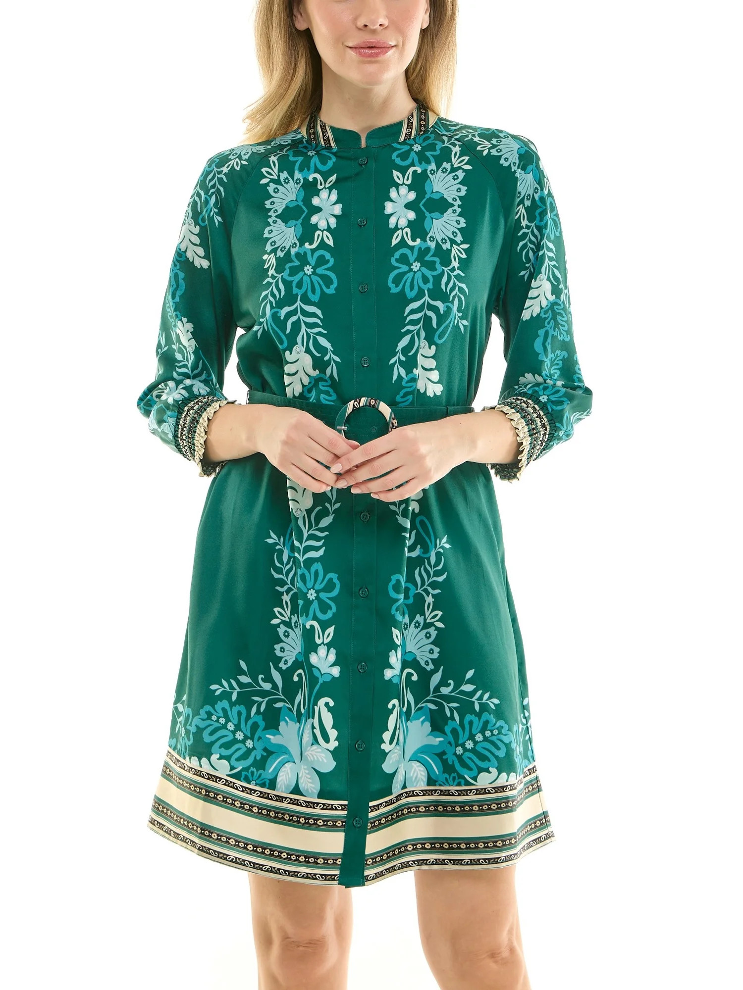 Nanette Nanette Lepore Womens Long Sleeve Tie Waist Mirror Print Mini Dress | Walmart (US)
