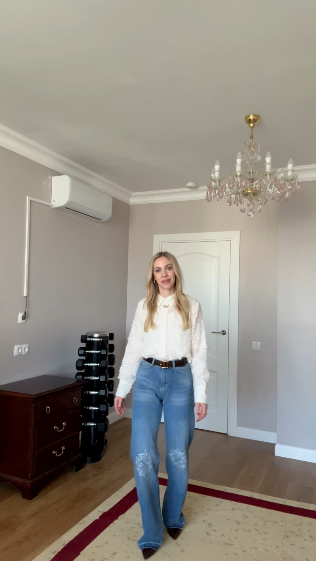 Work outfit, spring workwear, spring outfits 2026, lace top, embroidered denim, wide leg jeans, business casual, date night 

#LTKOver40 #LTKWorkwear #LTKootd